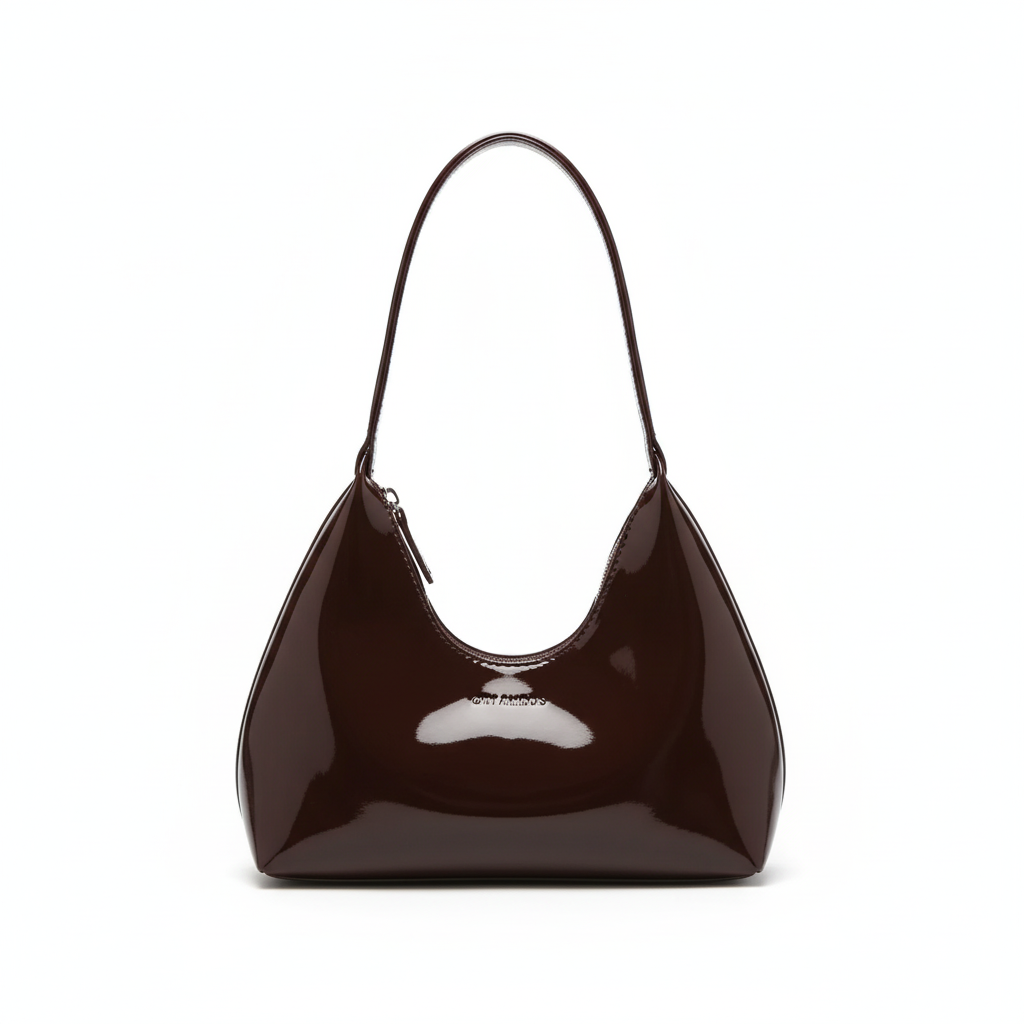 Тёмно-коричневая лаковая сумка